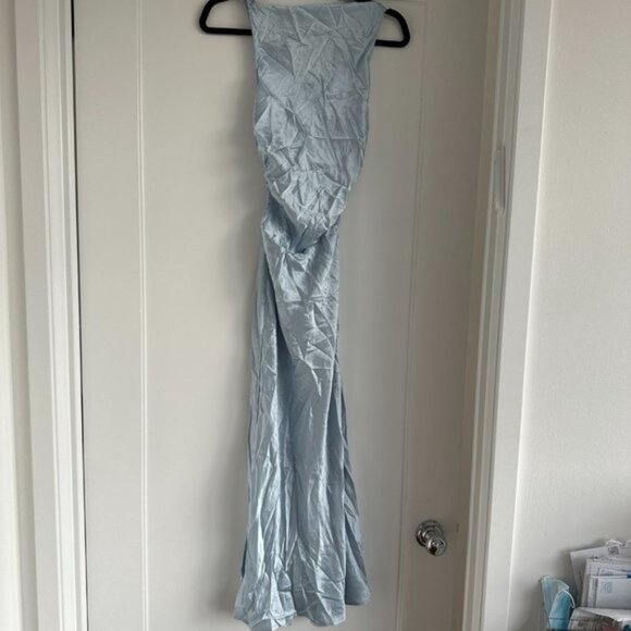 NWT Reformation Casette Midi Silk Dress Sz 6 Blue Horizon Open Back Cut-out - Picture 5 of 10